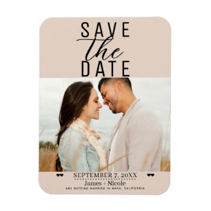 Modernes Almond Bisque Save the Date Hochzeitsszit Magnet
