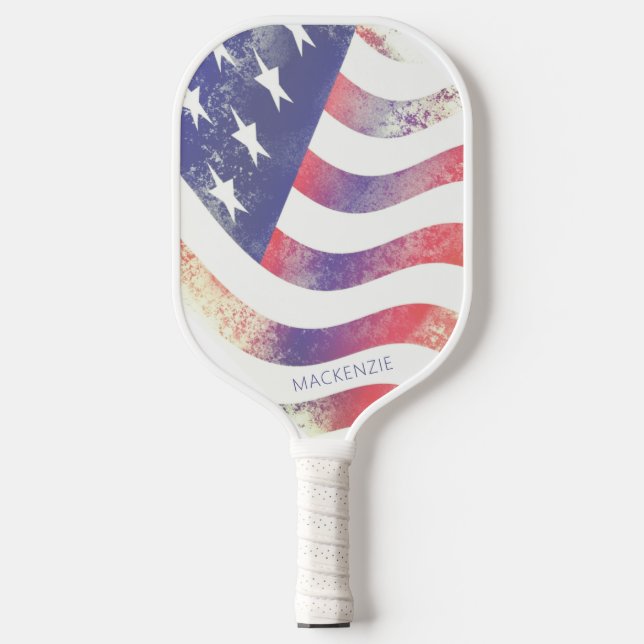 Modernes amerikanisches Flag Personalisiert Pickleball Schläger (Vorderseite)