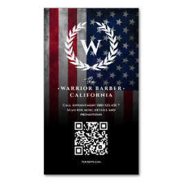 Modernes amerikanisches Flag US Barbershop Monogra Magnetische Visitenkarte