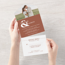 Modernes Ampero und rustikales Terracotta Foto Hoc All In One Einladung