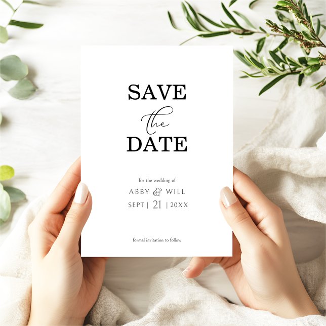 Modernes Ampersand Ankündigung Datum freihalten (Save the Date Wedding Invitation with Decorative Heart Ampersand. Modern Chic Trendy. Austen & Grace)