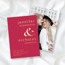 Modernes Ampersand Foto Magenta Save the Date