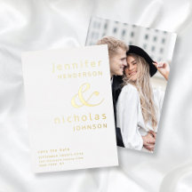 Modernes Ampersand-Foto Save the Date Gold