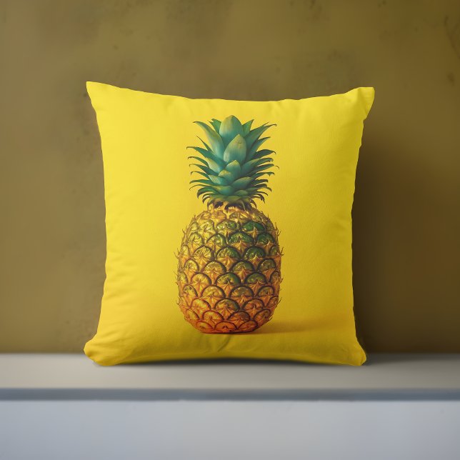 Modernes Ananas Gelbes Außenkissen | Tropisch Kissen (Pineapple Yellow Pillow: Trendy Artistic Accent for Summer Vibes! 🍍☀️)