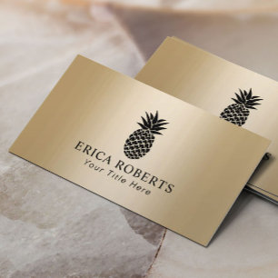 Modernes Ananas-Logo Eleganter goldener Hintergrun Visitenkarte