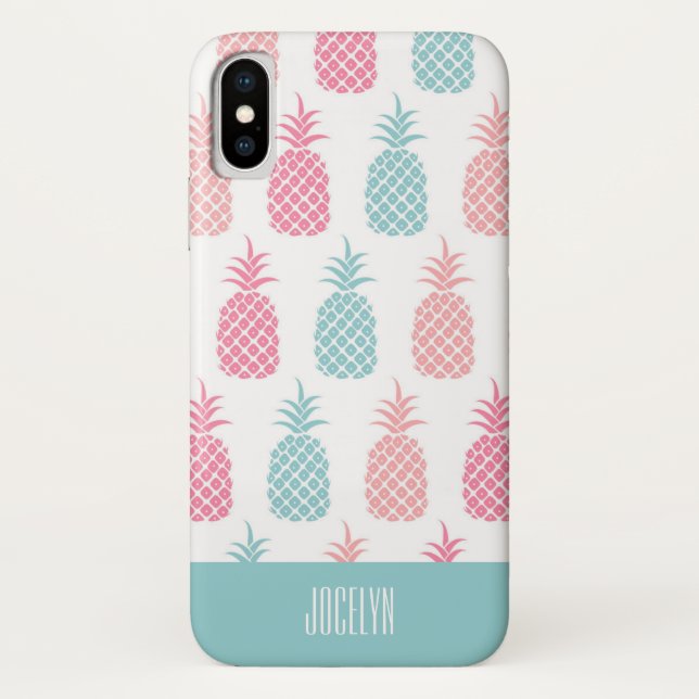 Modernes Ananas-Monogramm Case-Mate iPhone Hülle (Rückseite)