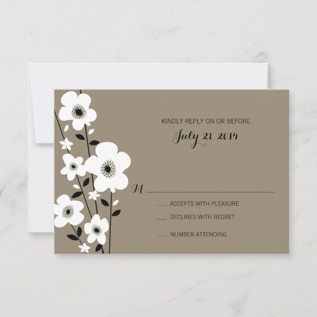 Modernes Anemon | Hochzeit RSVP Karte (Vorderseite)
