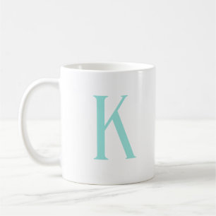 Modernes Anfangsbuchstaben Mint Grünes Monogramm Kaffeetasse