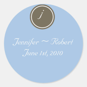 Modernes Anfangsmonogramm in blau und braun Runder Aufkleber