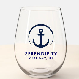 Modernes Ankerbootlogo Weinglas Ohne Stiel