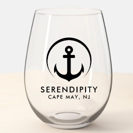 Modernes Ankerbootlogo Weinglas Ohne Stiel