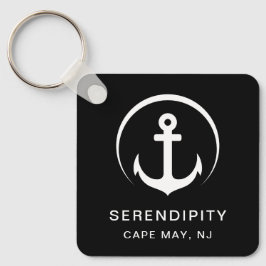 Modernes Ankerschiff Schwarz Schlüsselanhänger