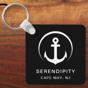 Modernes Ankerschiff Schwarz Schlüsselanhänger