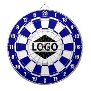 Modernes anpassbares Logo-Bild auf Blau und Weiß Dartscheibe