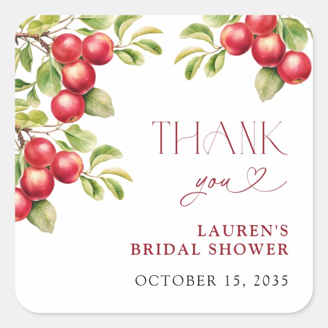 Modernes Appley immer nach Apple Dusche Vielen Dan Quadratischer Aufkleber (Vorderseite)