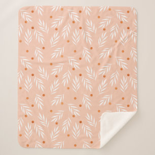 Modernes Aprikosen-Rosa-BlumenBlätter-Muster Sherpadecke