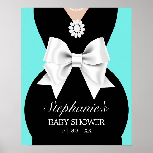 Modernes Aqua Aquamarin Tiffany Babydusche Begrüßu Poster (Vorne)