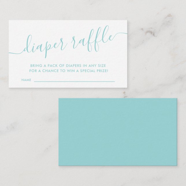 Modernes Aqua Blue Baby Diaper Raffle Umschließwag Begleitkarte (Vorne/Hinten)