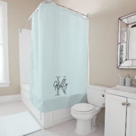 Modernes Aqua Blue Monogram Script Duschvorhang