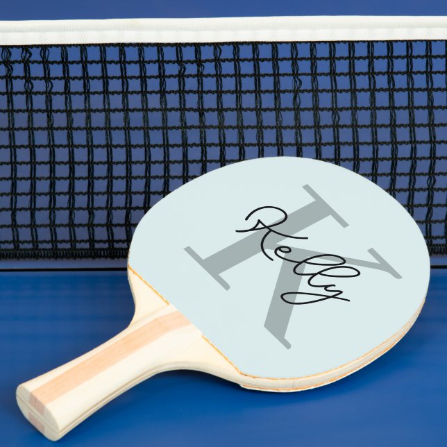 Modernes Aqua Blue Monogram Script Tischtennis Schläger (InSitu)
