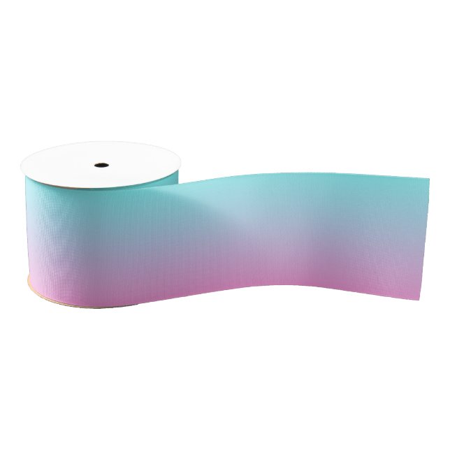 Modernes Aqua Blue Pink Gradient Ombre Grosgrain R Ripsband (Spule)