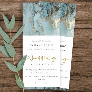 MODERNES AQUA DUSKY BLUE FOIL GOLD AGATE WEDD EINLADUNG