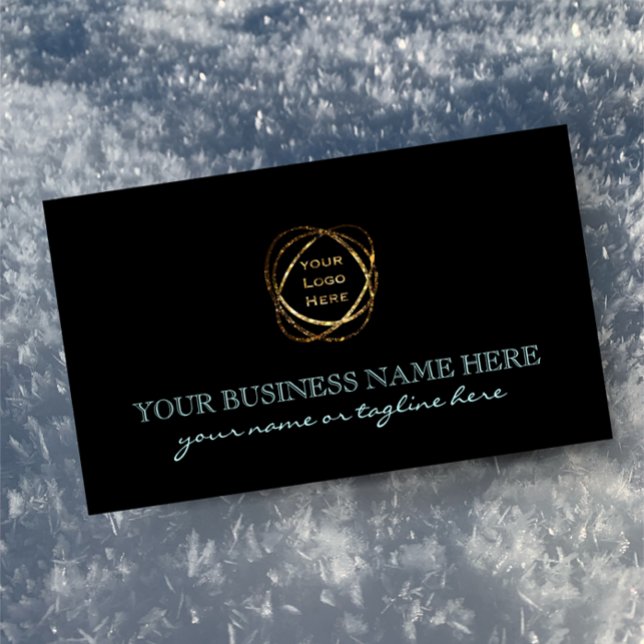 Modernes Aqua für das Logo "Black Business" Rechteckiger Aufkleber (Customize this business multi purpose sticker for your needs, add your logo personalize text)