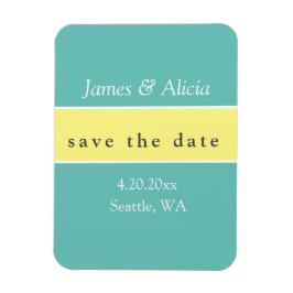 Modernes Aqua & Gelb Save the Date Magnet