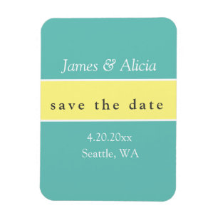 Modernes Aqua & Gelb Save the Date Magnet
