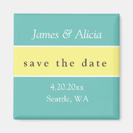 Modernes Aqua & Gelb Save the Date Magnet