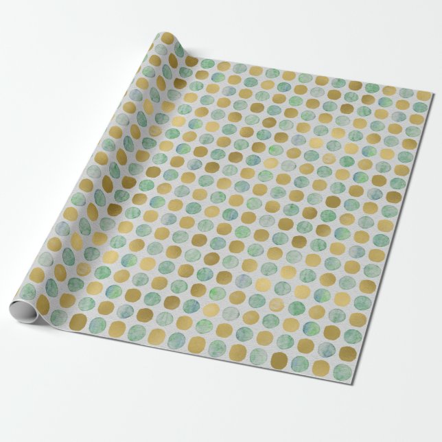 Modernes Aqua & Gold gepunktetes Allokasionsgesche Geschenkpapier (Ungerollt)