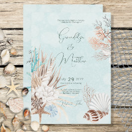Modernes Aqua Ocean & Muscheln Einladung