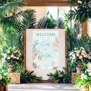 Modernes Aqua Ocean & Muscheln Hochzeit Poster