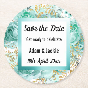 MODERNES AQUA WEISS SAVE THE DATE UNTERSETZER