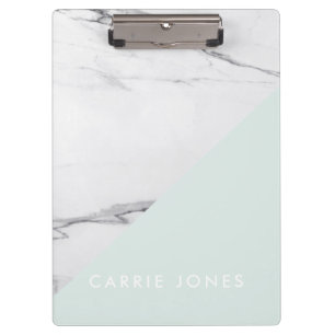 Modernes Aqua Weißes Marmor Klemmbrett
