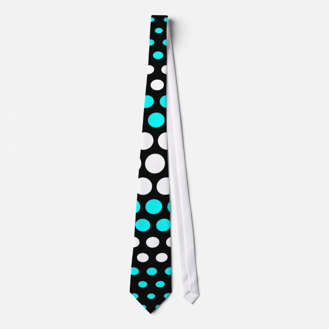 Modernes Aqua & White Polka Dots Muster Krawatte (Vorderseite)