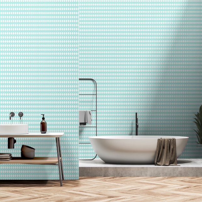 Modernes Aquamarin geometrisches Hintergrundbild Tapete (Badezimmer)