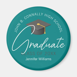 Modernes Aquamarin Graduate Custom 2025 Abschluss Magnet