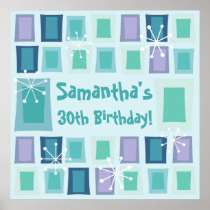 Modernes Aquamarine zum 30. Geburtstag Poster