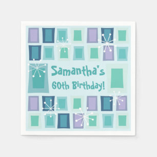 Modernes Aquamarine zum 60. Geburtstag Serviette