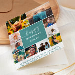 Modernes aquamarines 10-Foto-Kollektionsgitter Karte<br><div class="desc">Modernes,  schlichtes Geburtstag aquamarin grünes 10-Foto-Kollagengitter mit bearbeitbaren Farben und moderner Typografie.</div>