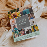 Modernes aquamarines 10-Foto-Kollektionsgitter Karte<br><div class="desc">Moderner,  einfacher Geburtstag aquamarin 10 Foto Kollagengitter mit pastellfarbener aquamariner Minze und grau bearbeitbaren Farben und moderner Typografie.</div>