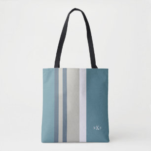 Modernes Aquamarines Blau und Tan Strick Personali
