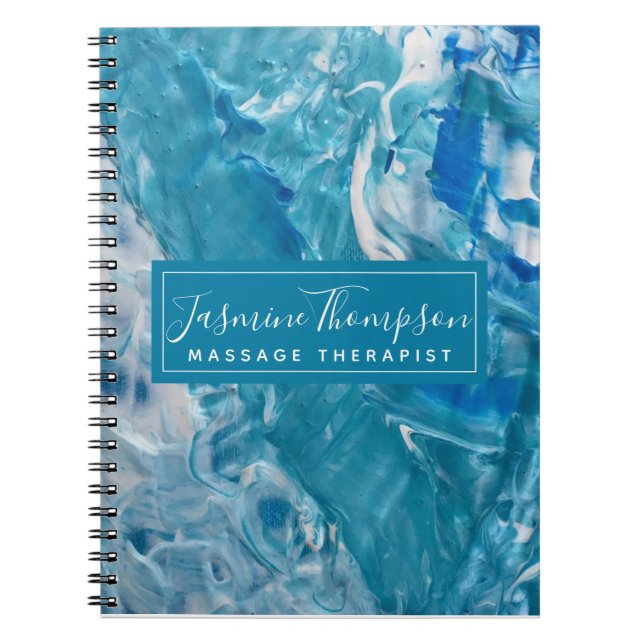 Modernes Aquamarines Blue Abstrakt Art Notebook Notizblock (Vorderseite)