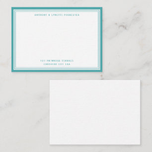 Modernes Aquamarines Blue Border Name & Anschrift Mitteilungskarte