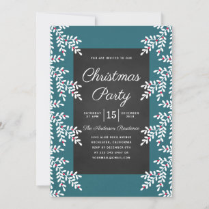 Modernes Aquamarines Blue Christmas Party Chalkboa Einladung