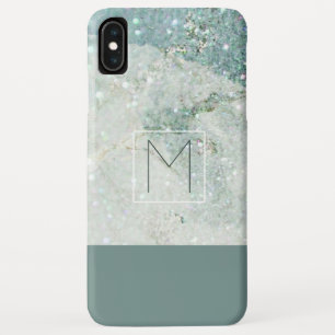 Modernes Aquamarines Blue Marble Minimal Monogram Case-Mate iPhone Hülle