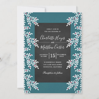 Modernes Aquamarines Blue Winter Wedding Chalkboar Einladung