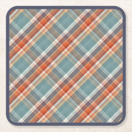 Modernes Aquamarines dunkelblaues Orangenweißes Ka Rechteckiger Pappuntersetzer