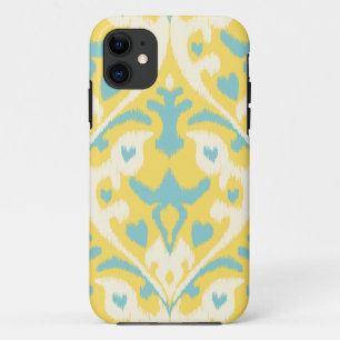 Modernes aquamarines gelbes girly ikat Stammes- Case-Mate iPhone Hülle
